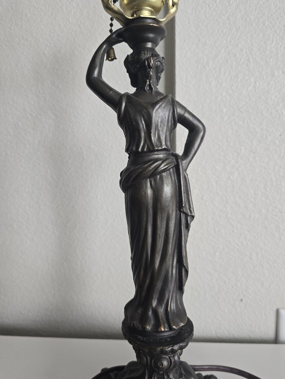 Brass Art Decco Victorian Lamp Standing Woman - Picture 6 of 8
